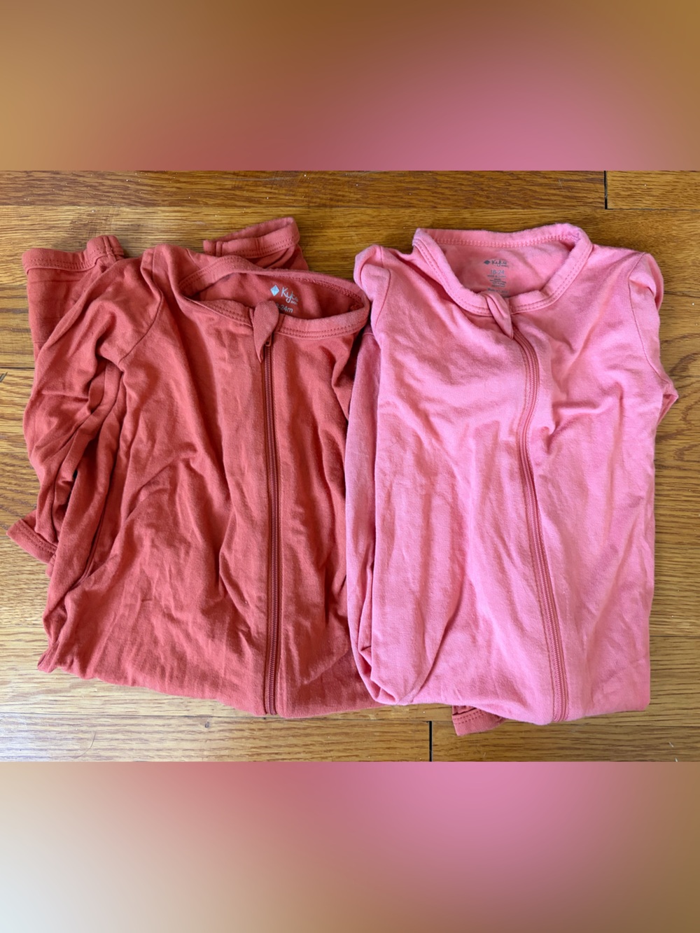 Rare Retired Clementine & Melon Kyte BABY Pink and Coral Zippered Rompers